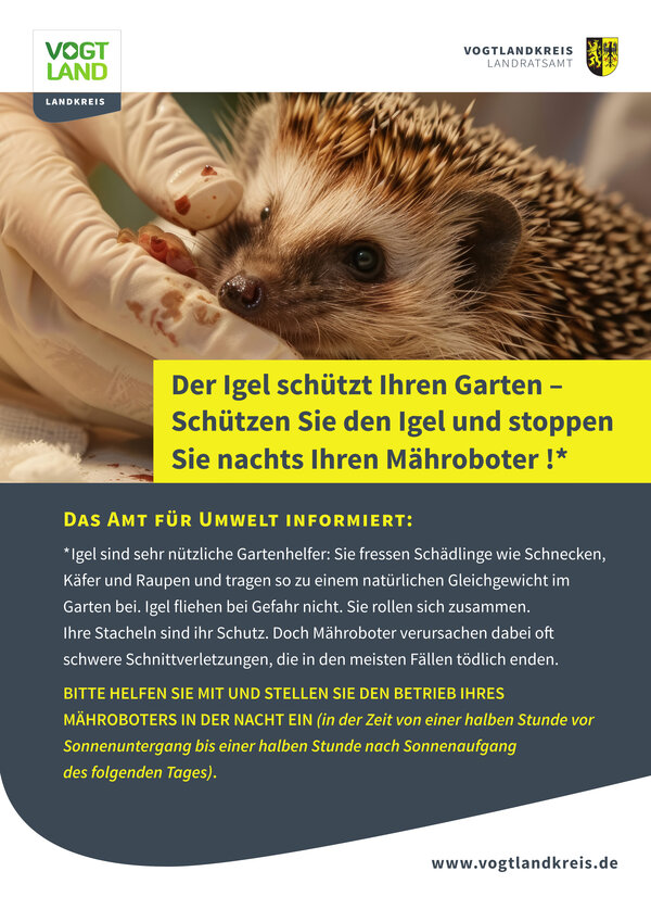Bild vergr&ouml;&szlig;ern: Der Igel sch�tzt Ihren Garten -
Sch�tzen Sie den Igel und stoppen
Sie nachts Ihren M�hroboter !